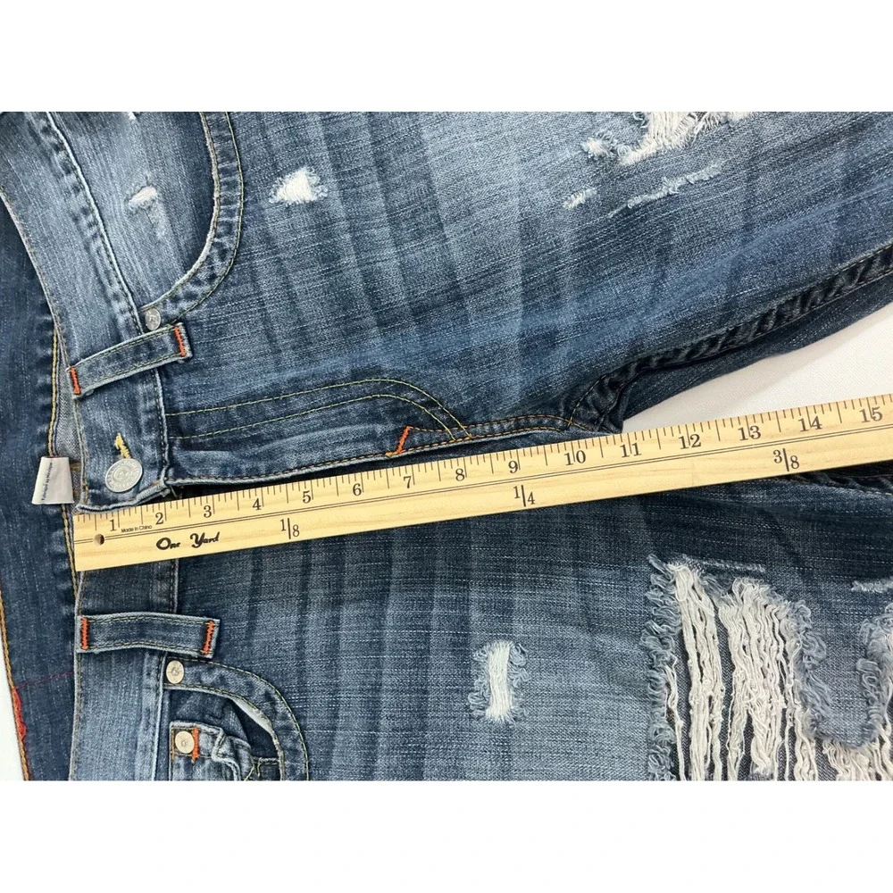 True Religion Rocky Men's Distressed Straight Jeans Dark Rocky Sand Ripped 34